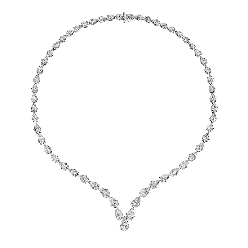 High-end diamond necklaces-Multi-Pear Shape Diamond Necklace, 30 CT