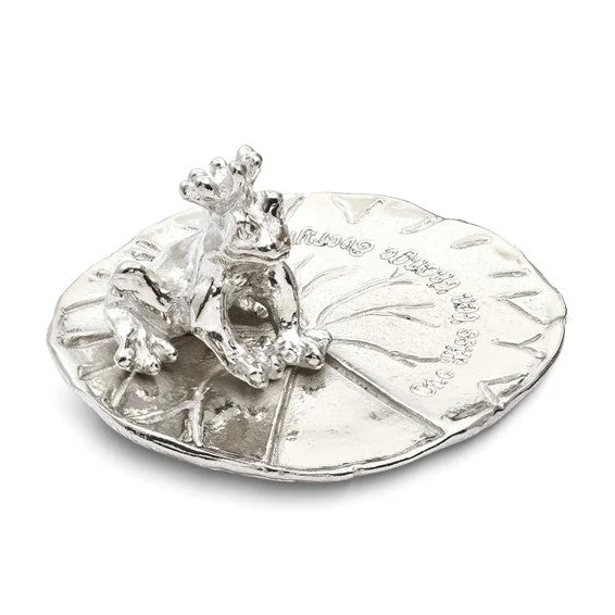 Shining diamond rings-Pewter Tiny Gardens Frog Prince Ringholder