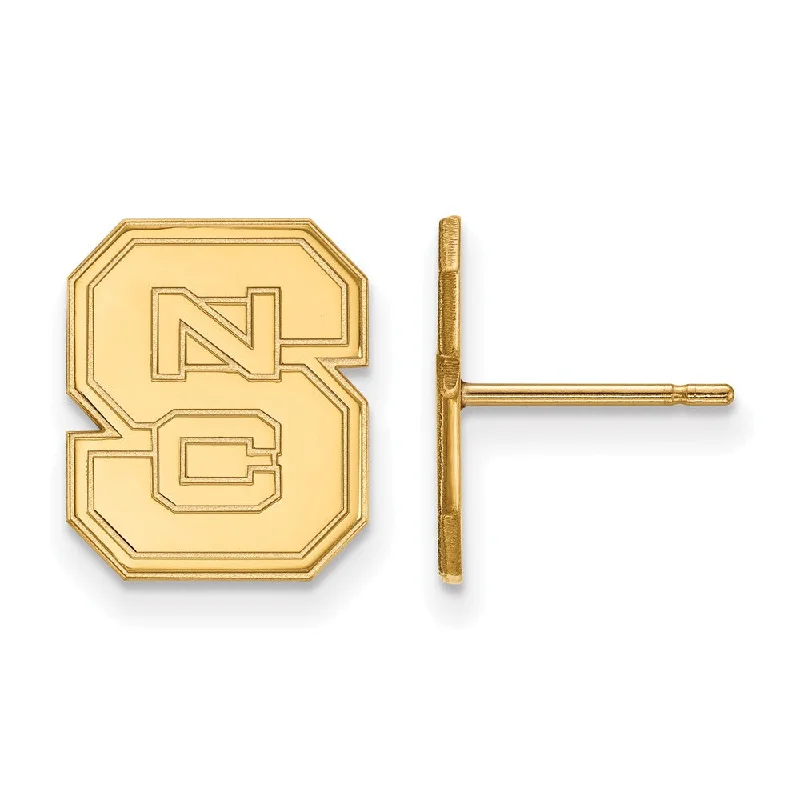 Fine threader earrings-10k Yellow Gold North Carolina State 'NCS' Post Earrings