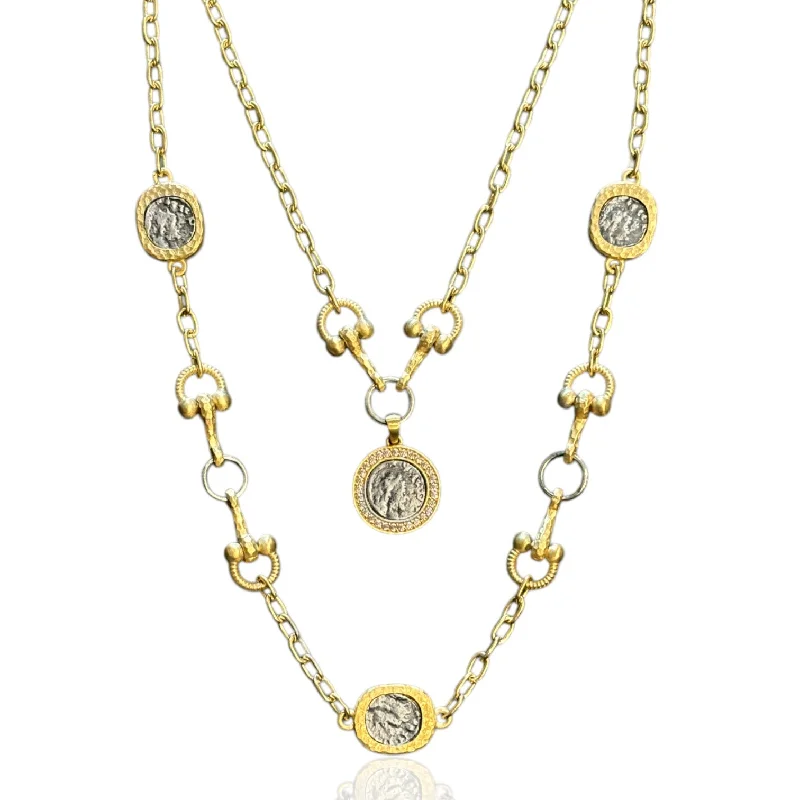 Stellar map necklaces-GOLD TWO TIER LAYLA HORSEBIT NECKLACE