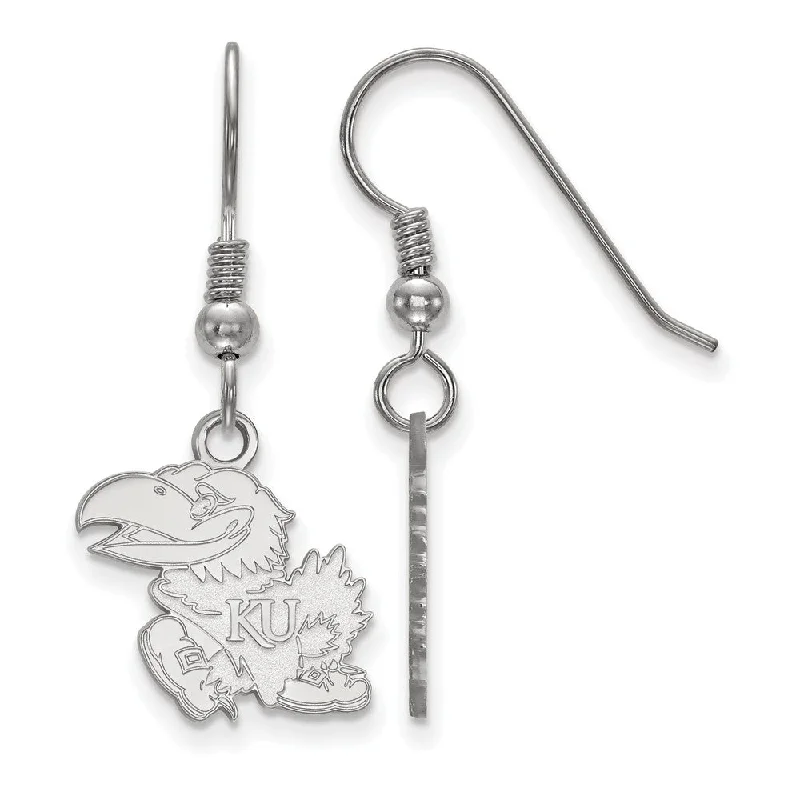 Cascading drop earrings-Sterling Silver University of Kansas Small Mascot Dangle Earrings