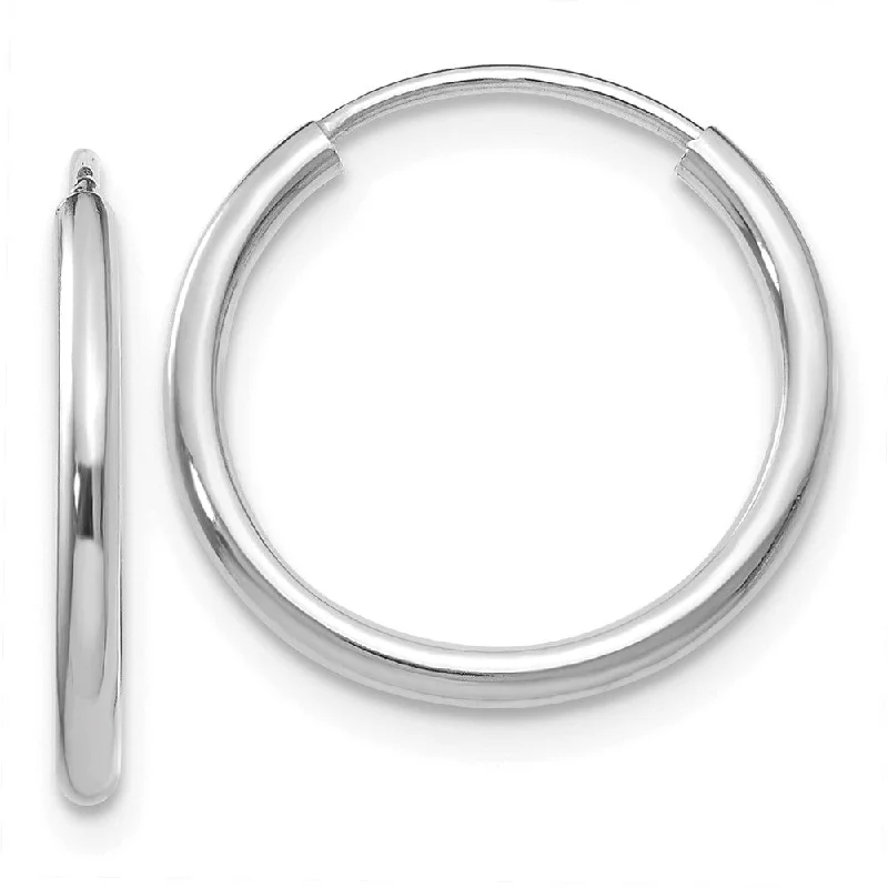 Single dot earrings-1.5mm, 14k White Gold Endless Hoop Earrings, 16mm (5/8 Inch)