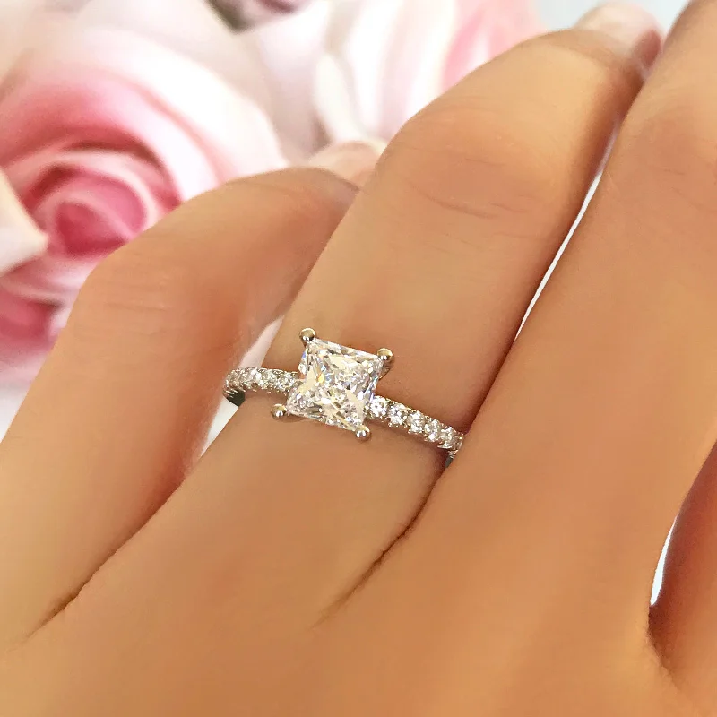 Soft shape rings-1.25 ctw Princess Accented Ring