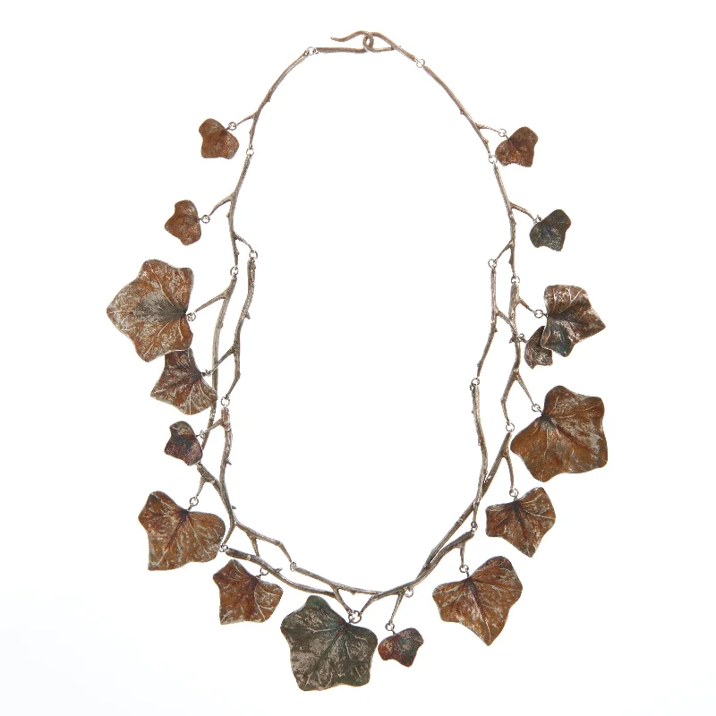 Morganite necklaces-Gabriella Kiss Oxidized Silver Ivy Vine Necklace