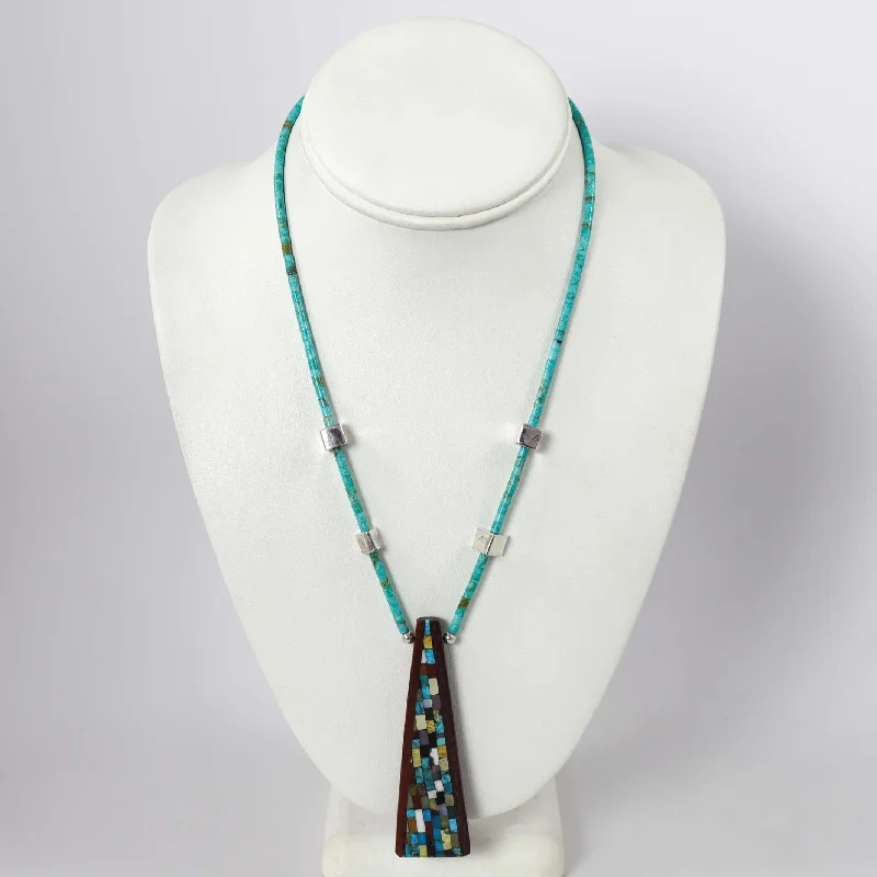 Ladybug charm necklaces-Kingman Turquoise Necklace