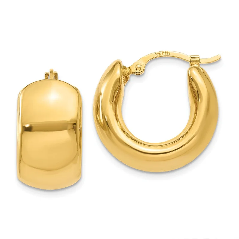 Full moon earrings-Wide Puffed Hoops in 14k Yellow Gold, 17mm (5/8 Inch)