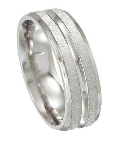 Wave style rings-Stainless Steel Satin and High Polish Wedding Ring-6mm