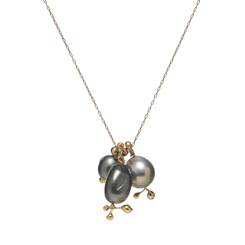 Amber stone necklaces-TenThousandThings 18k Tahitian Pearl Charm Necklace- 22”