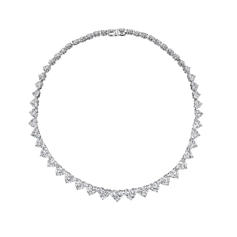 Elastic band necklaces-Heart Shaped Cut Riviera Diamonds Necklace, 50 CT