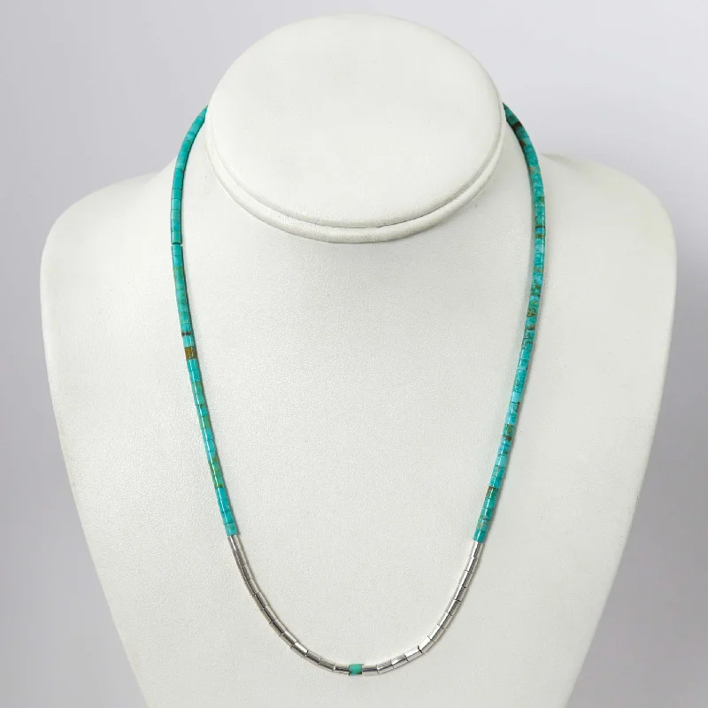 Vibrant enamel necklaces-Turquoise and Silver Necklace