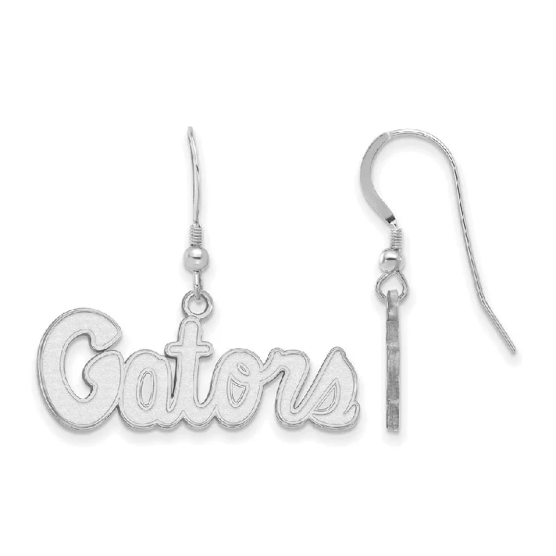 Etched texture earrings-Sterling Silver University of Florida Small 'Gators' Dangle Earrings