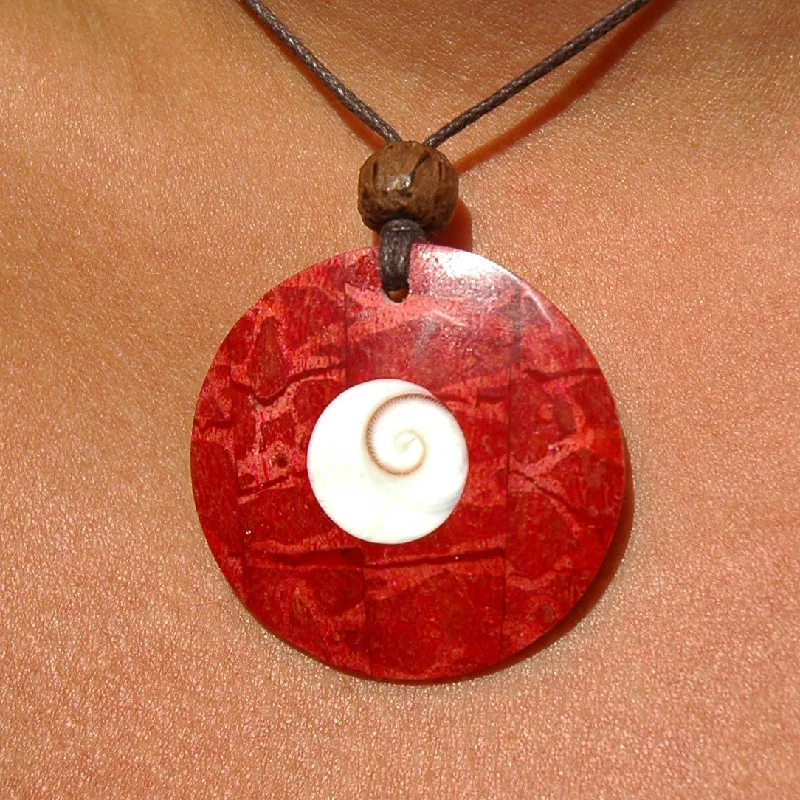 Lapis lazuli necklaces-Red Coral Shiva Pendant