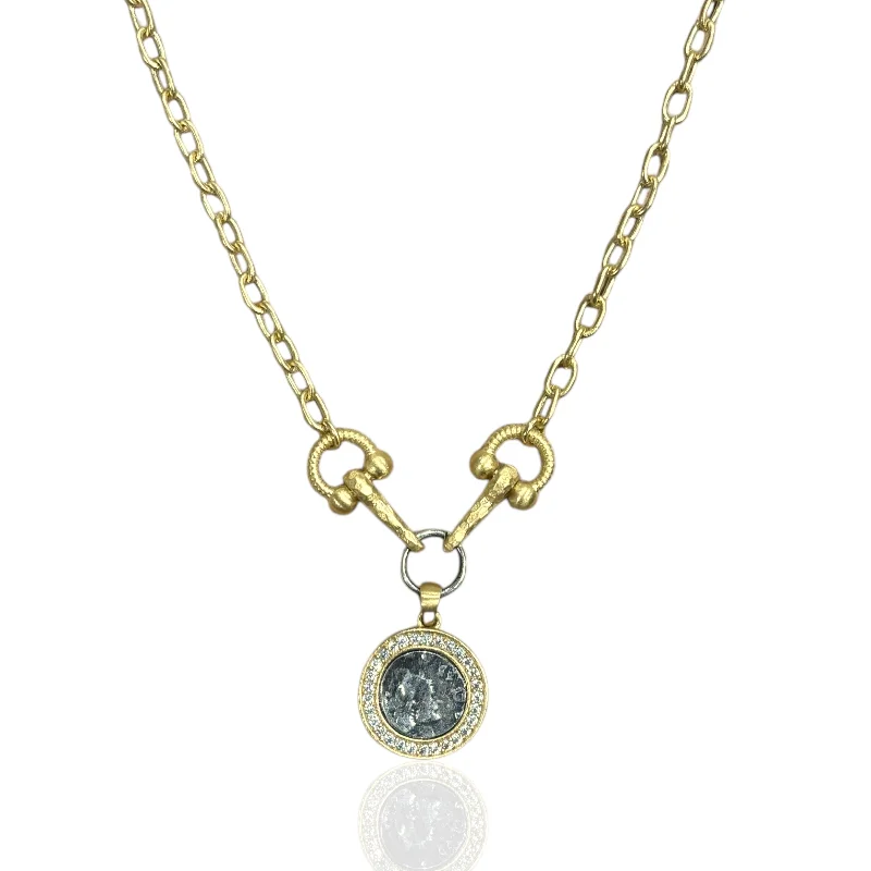 Octagonal gem necklaces-GOLD LAYLA HORSEBIT NECKLACE