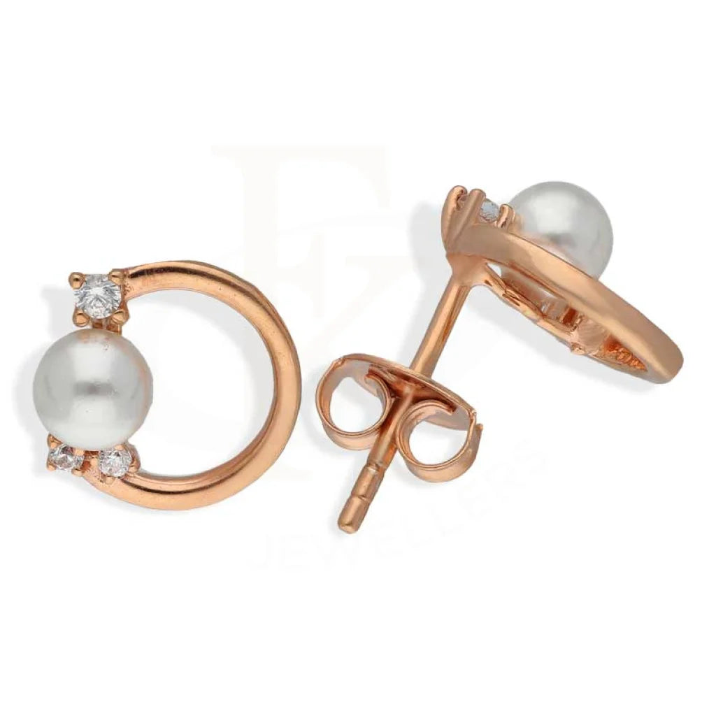 Basic stud earrings-Sterling Silver 925 Rose Gold Plated Pearl Stud Earrings - FKJERNSL2951