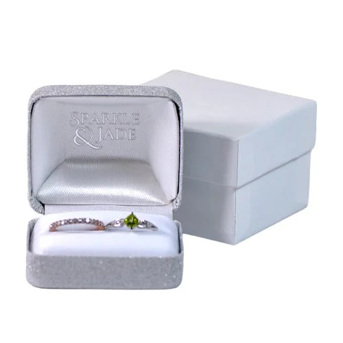 Wave theme rings-Premium Silver Sparkle Double Ring Box