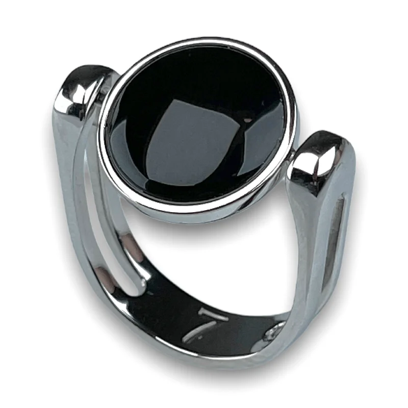 Lotus rings-Onyx Crystal Click n Spin Fidget Ring for Anxiety