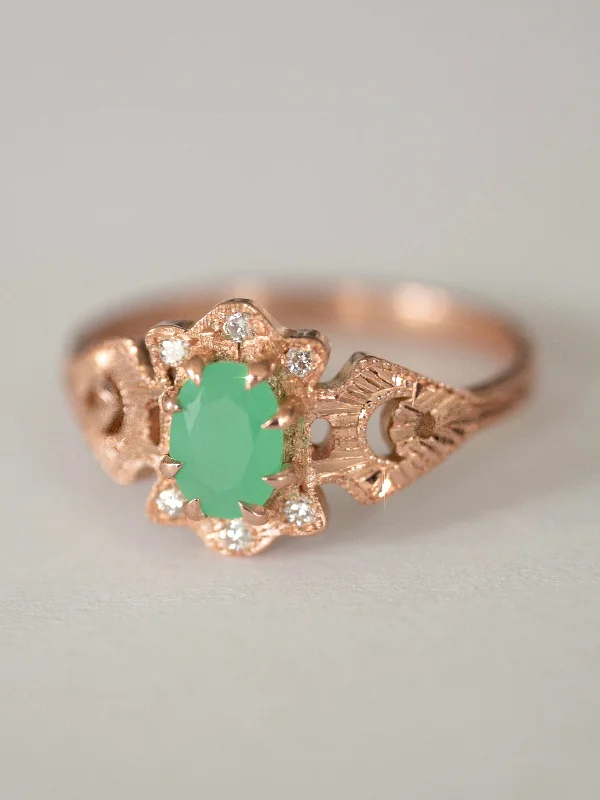 Knotted edge rings-Artifact 12: Lullaby Baby in Chrysoprase Moon Ring