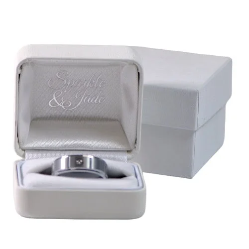 Knotted edge rings-Premium White Double Ring Box