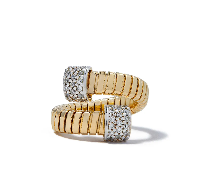 Heritage cameo rings-Crossover Ring in Gold Pave