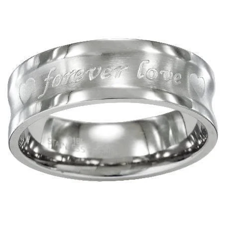 Broad gold rings-Titanium "Forever Love" Ring - 8mm