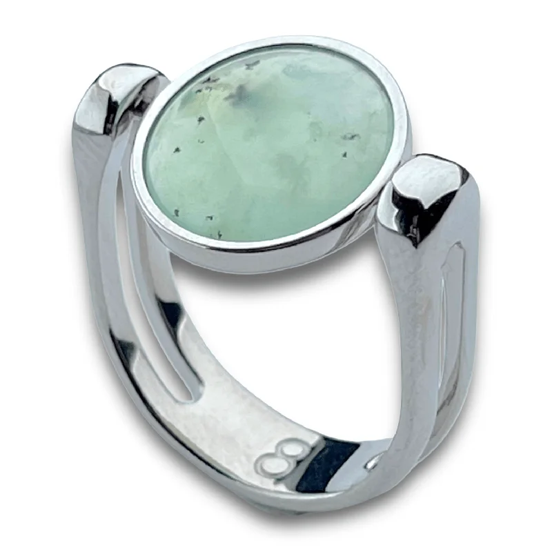 Broad gold rings-Chrysoprase Crystal Fidget Ring