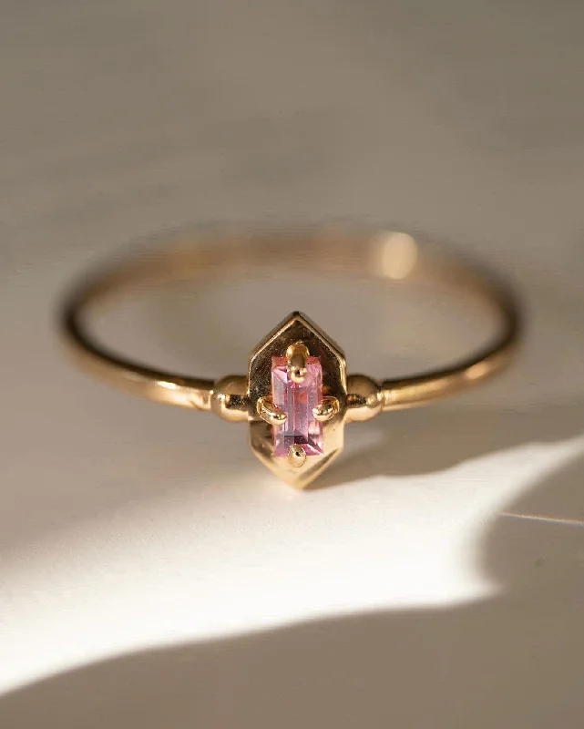 Fine stack rings-Love Elixir Pink Sapphire Baguette Ring