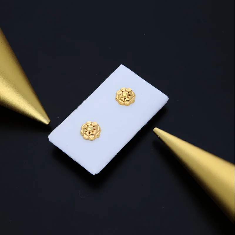 Basic stud earrings-Gold Flower Shaped Earrings 21KT - FKJERN21KM9739