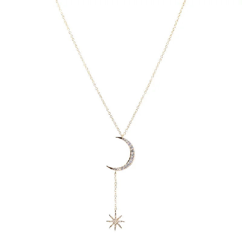 Woven tribal necklaces-Celestial Moon and Star Necklace