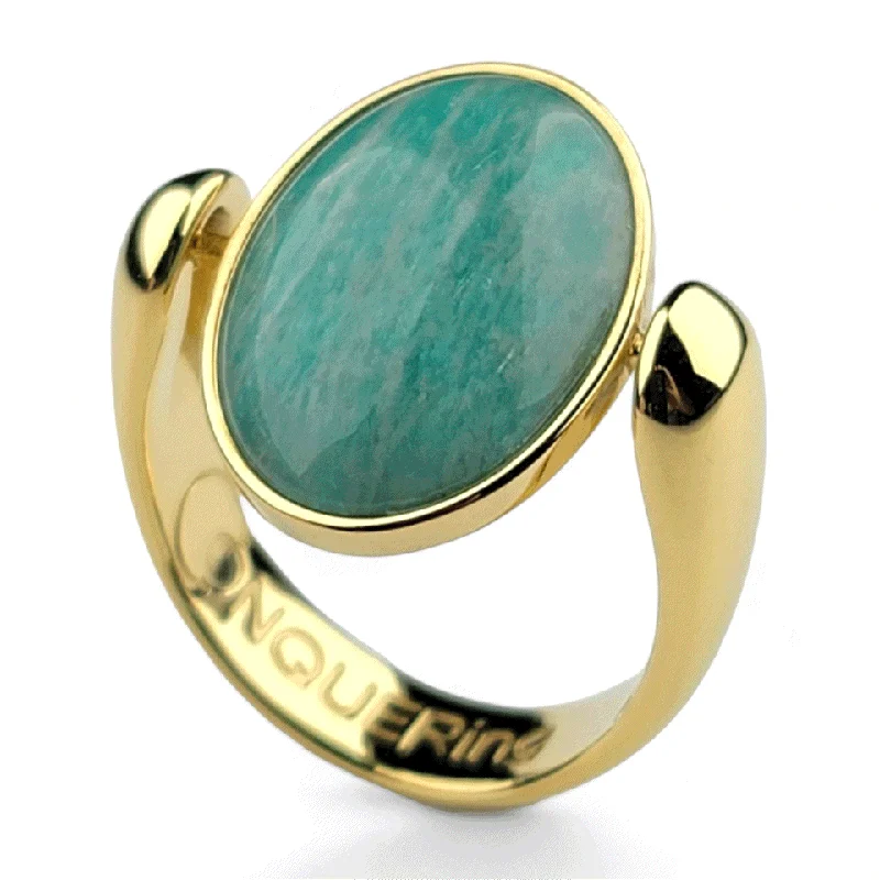 Heritage lock rings-Gold AlaDune™ Oval Crystal Fidget Ring