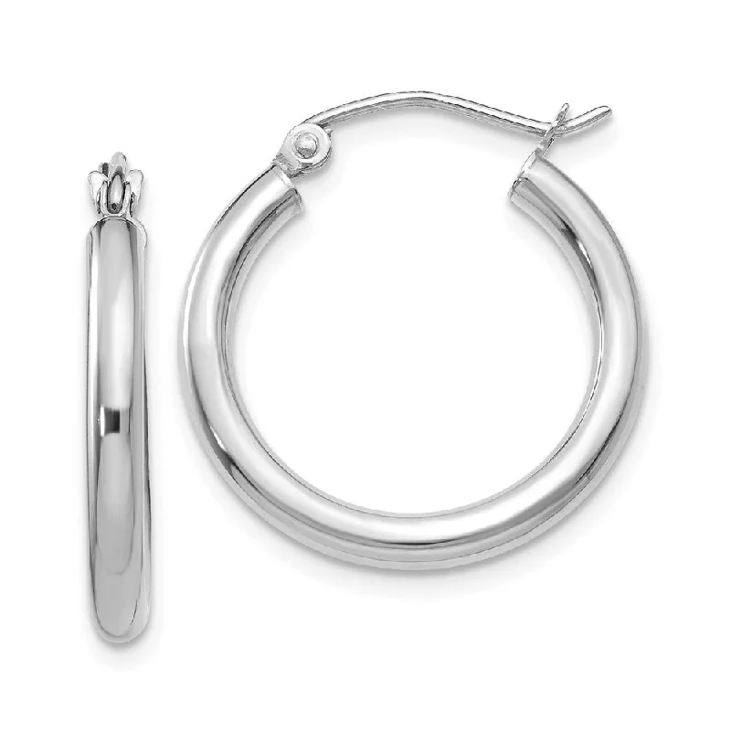 Charm eye earrings-2.5mm, 14k White Gold Classic Round Hoop Earrings, 20mm (3/4 Inch)