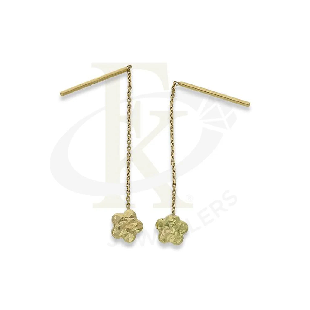 Linked loop earrings-Gold Flower Shaped Tic-Tac Earrings 18KT - FKJERN18K2220