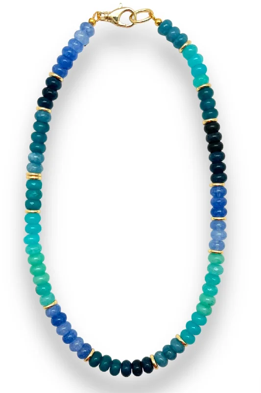 Gatsby style necklaces-Multi Blue Jade Beaded Necklace