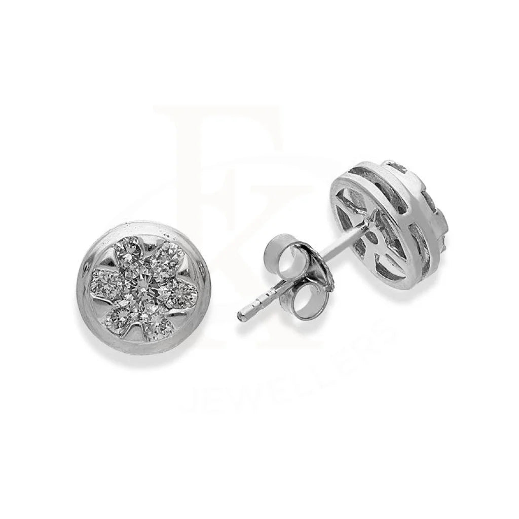 Detailed drop earrings-Diamonds Stud Earrings in 18KT White Gold - FKJERN18K2431