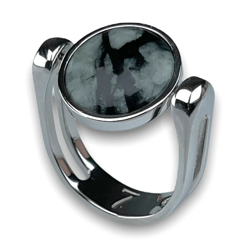 Offbeat rings-Black Picasso Crystal Fidget Ring