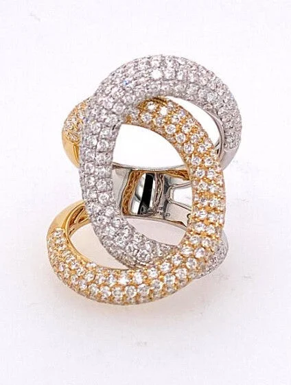 Brushed silver rings-18 Karat Two Tone Women's Diamond Fashion Ring