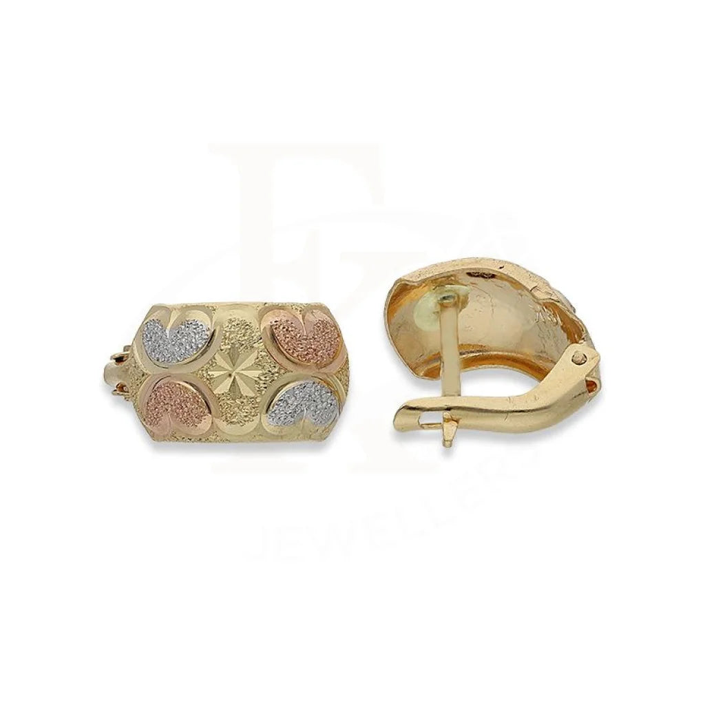 Dual-sided earrings-Gold Tri-Tone Clip Earrings 18KT - FKJERN18K2253