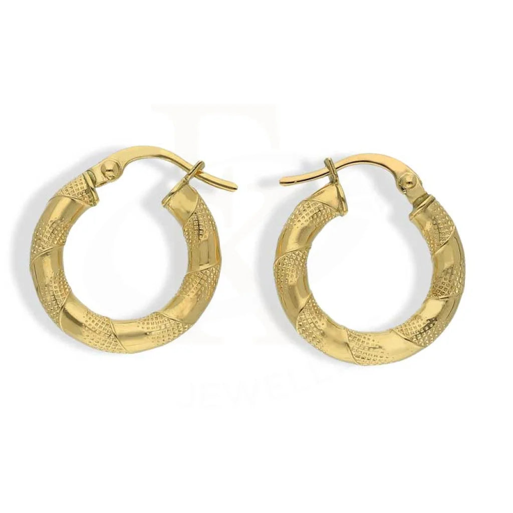 Wave design earrings-Gold Clip On Hoop Earrings 18KT - FKJERN18K3044