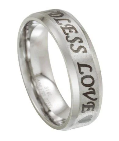 Vintage promise rings-Men's "Endless Love" Stainless Steel Ring with Beveled Edges | 6mm