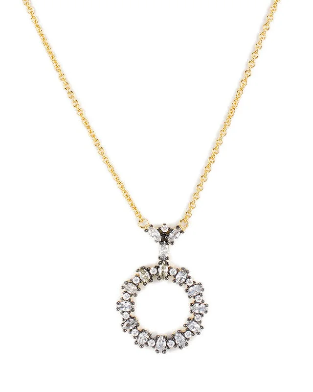 Cultured pearl necklaces-Open Circle Pendant Necklace