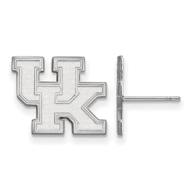 Brushed silver earrings-10k White Gold University of Kentucky Small 'UK' Post Earrings