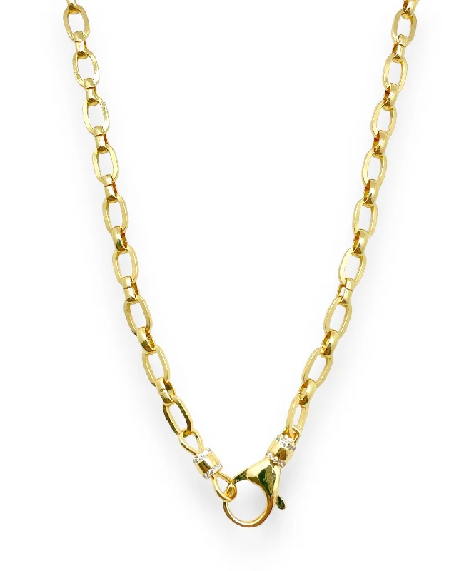 Heavy chain necklaces-Medium Gold Rectangle Chain