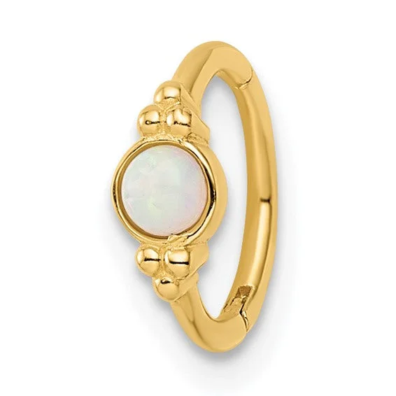 Multi-stone rings-14k Yellow Gold Created Opal Cartilage Hoop Ring