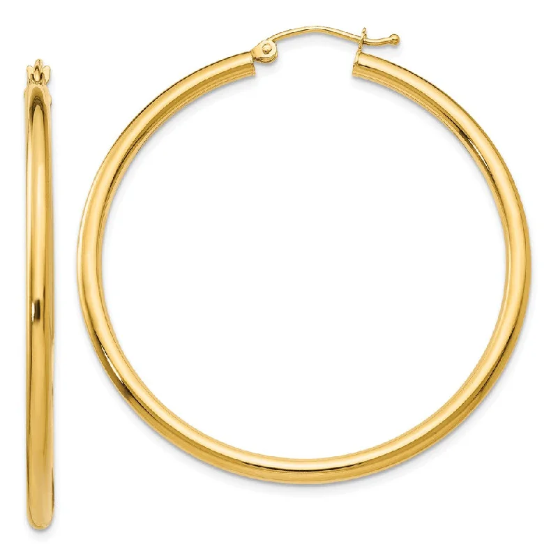 Old coin earrings-2.5mm, 14k Yellow Gold Classic Round Hoop Earrings, 45mm (1 3/4 Inch)