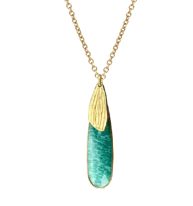 Diamond shape necklaces-Reed Teardrop Stone Pendant