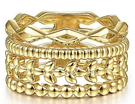 Ladybug rings-14 Karat Yellow Stacking Fashion Ring