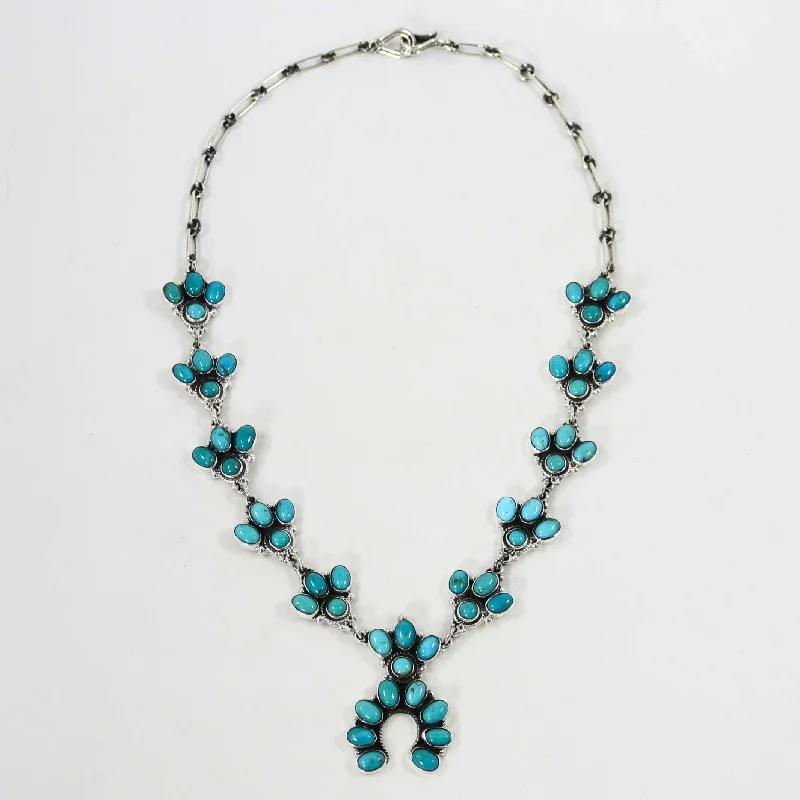 Faith cross necklaces-Turquoise Squash Blossom Necklace