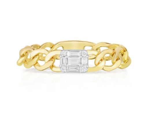 Linked loop rings-14 Karat Yellow Women's Diamond Fashion Ring