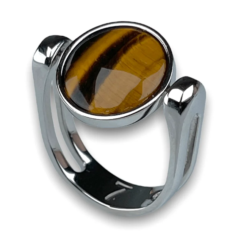 Sculpted band rings-Tiger's Eye Crystal Fidget Ring