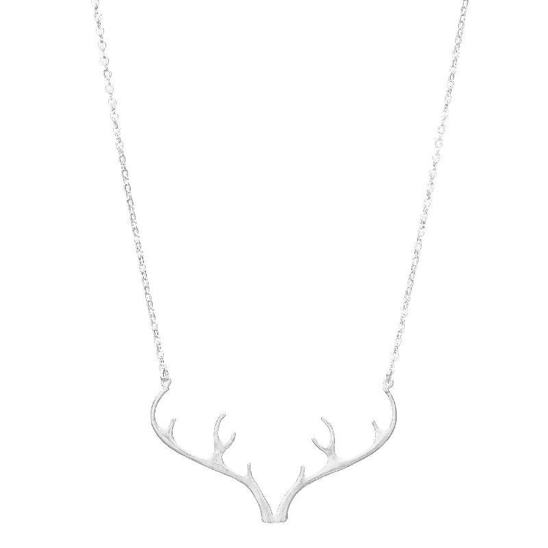 Owl feather necklaces-Silver Antler Necklace