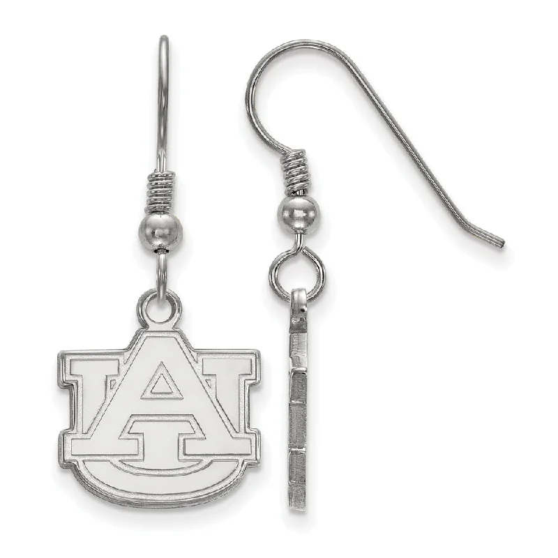 Thick hoop earrings-Sterling Silver Auburn University Small 'AU' Dangle Earrings